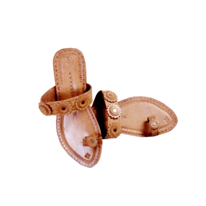 Light Brown Color Flower design Leather Chappal 2 <div class="woocommerce-product-details__short-description"> The leather used in these chappals is typically cowhide, goatskin, or buffalo leather. It is tanned and treated for durability and flexibility. <strong>Comfort:</strong> Chappals are designed for comfort and ease of use. The flat soles and open design allow for breathability and freedom of movement. The leather straps typically soften with use, molding to the shape of the foot for a more customized fit. <strong>Versatility:</strong> Leather chappals are versatile and can be worn with a variety of outfits, from traditional ethnic wear like sarees and salwar kameez to casual jeans or skirts. They are suitable for everyday wear as well as special occasions. </div>