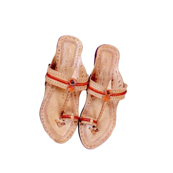 Red Detha Patti Light Brown Color Kolhapuri Leather Chappal For Women <div class="woocommerce-product-details__short-description"> The leather used in these chappals is typically cowhide, goatskin, or buffalo leather. It is tanned and treated for durability and flexibility. <strong>Comfort:</strong> Chappals are designed for comfort and ease of use. The flat soles and open design allow for breathability and freedom of movement. The leather straps typically soften with use, molding to the shape of the foot for a more customized fit. <strong>Versatility:</strong> Leather chappals are versatile and can be worn with a variety of outfits, from traditional ethnic wear like sarees and salwar kameez to casual jeans or skirts. They are suitable for everyday wear as well as special occasions. </div>