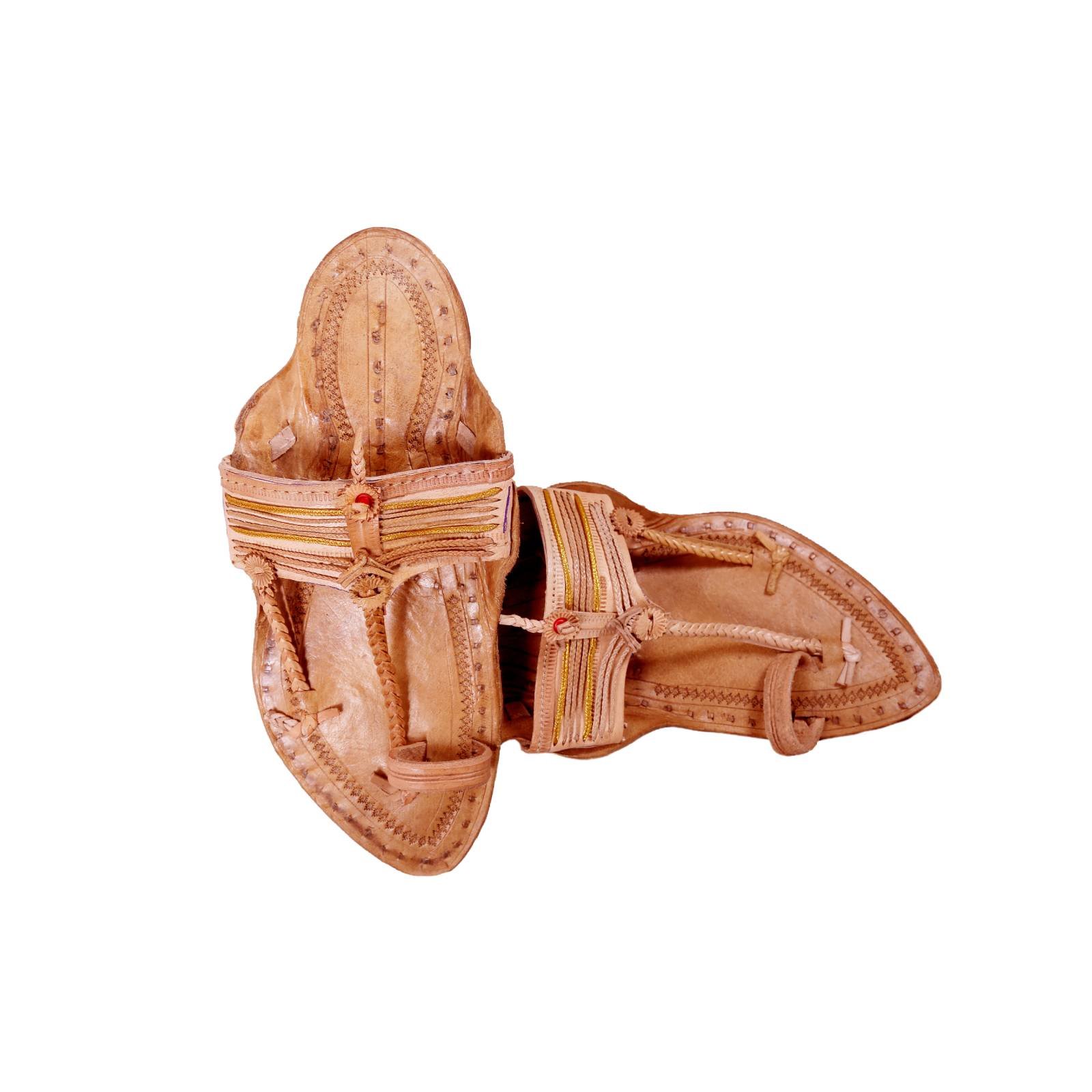 brown color leather chappal